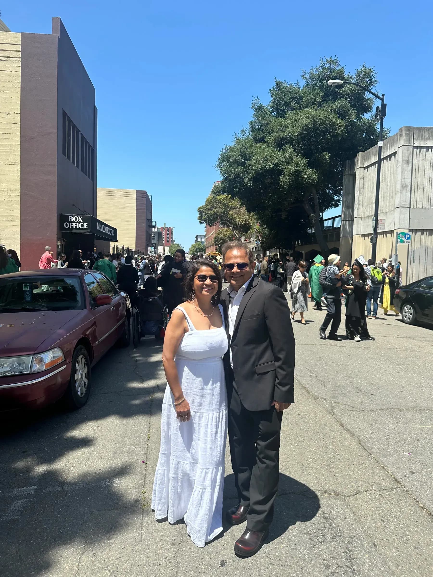 Dr. Sam Jain and Dr. Arpana Gupta at their son Paras Jain's graduation
